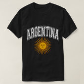 Argentina Varsity Style Sun of May White Text T-shirt (Design voorkant)