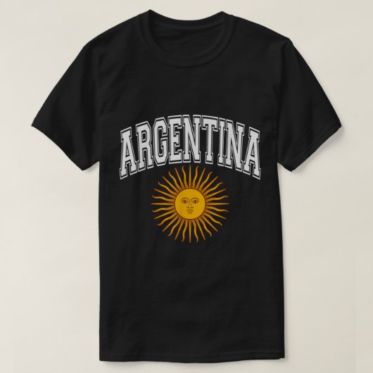 Argentina Varsity Style Sun of May White Text T-shirt (Design voorkant)