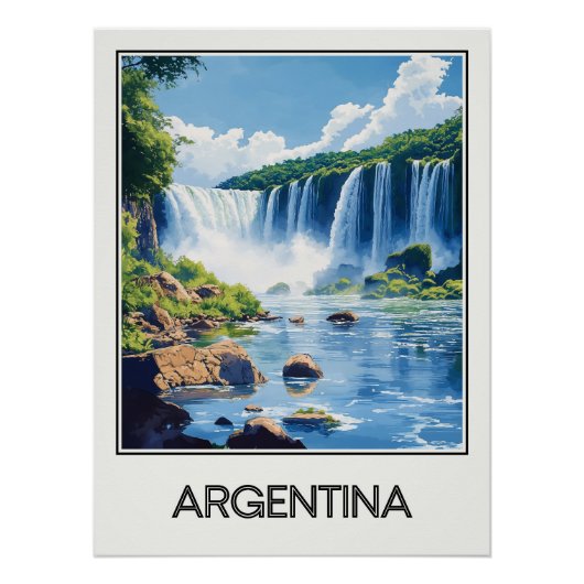 Argentina-vintage, Iguazú-waterval Perfect Poster (Voorkant)