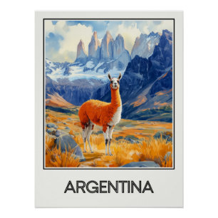 Argentina Vintage, Patagoniaans landschap Perfect Poster