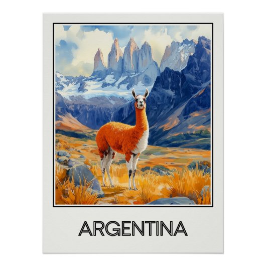 Argentina Vintage, Patagoniaans landschap Perfect Poster (Voorkant)
