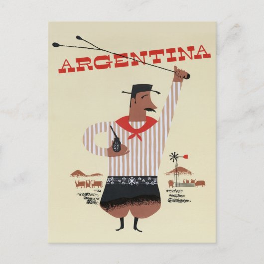 Argentina Vintage Travel Briefkaart (Voorkant)