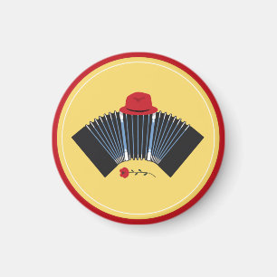 Argentine Tango Bandoneon Fedora en Red Rose Magneet