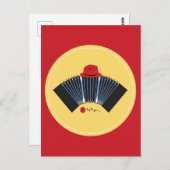 Argentine Tango Bandoneon met Red Fedora en Roos Briefkaart (Voorkant / Achterkant)