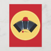 Argentine Tango Bandoneon met Red Fedora en Roos Briefkaart (Voorkant)