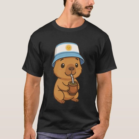 Argentinian Capybara Yerba Mate Kawaii Argentina C T-shirt (Voorkant)