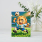 Argentinian empanada soccer player jumping for hea briefkaart (Staand voorkant)
