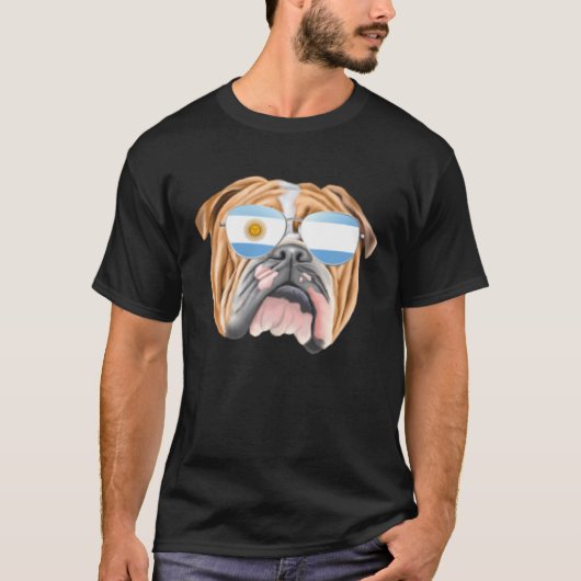 Argentinian Flag Bulldog Dog Argentina Pocket T-shirt (Voorkant)