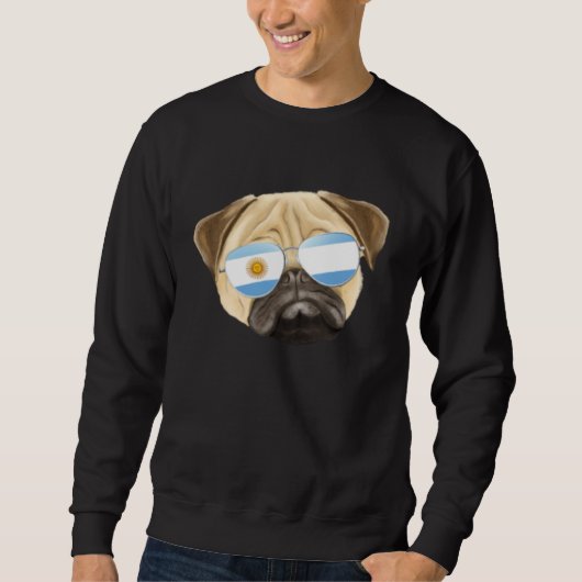 Argentinian Flag Pug Dog Argentina Pocket Trui (Voorkant)