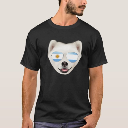Argentinian Flag Samoyed Dog Argentina Pocket T-shirt (Voorkant)