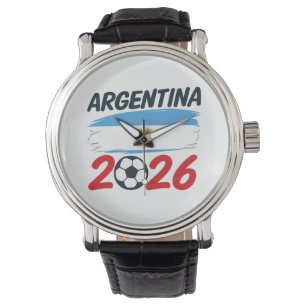 Argentinië 2026 Voetbalfanontwerp Vlagkleuren Horloge