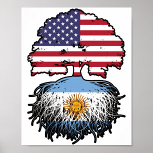 Argentinië - Amerikaanse vlag - Boomboomstammen va Poster