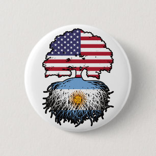 Argentinië - Amerikaanse vlag - Boomboomstammen va Ronde Button 5,7 Cm