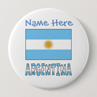 Argentinië Argentijnse Vlag Blauw Personalisatie  Ronde Button 4,0 Cm