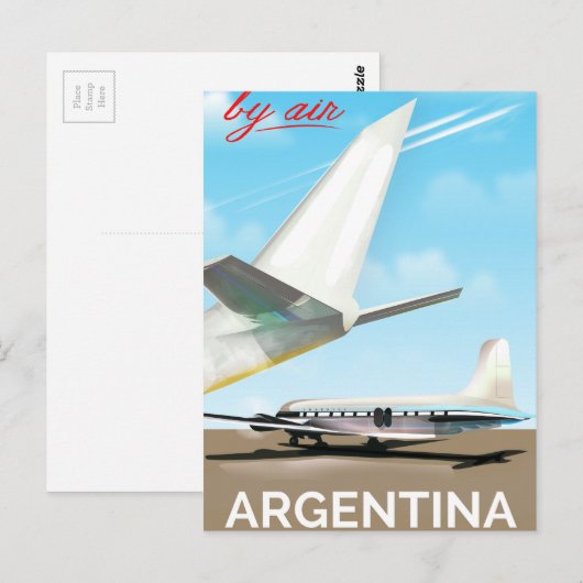 Argentinië "By Air" poster Briefkaart (Voorkant / Achterkant)