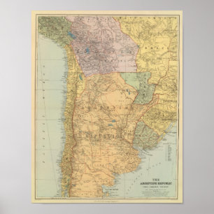 Argentinië, Chili, Paraguay, Uruguay Poster