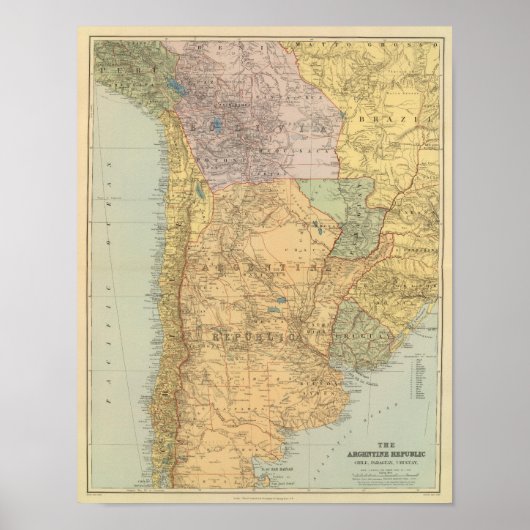 Argentinië, Chili, Paraguay, Uruguay Poster (Voorkant)