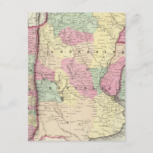 Argentinië, Chili, Uruguay en Paraguay Briefkaart (Voorkant)