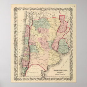 Argentinië, Chili, Uruguay en Paraguay Poster