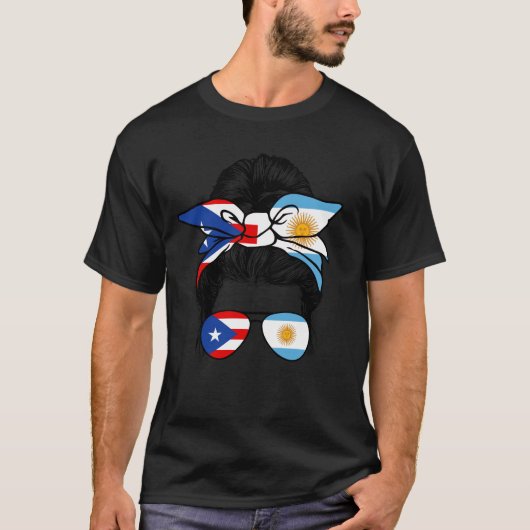 Argentinië en Puerto Rico Mix Half Argentijnse Hal T-shirt (Voorkant)
