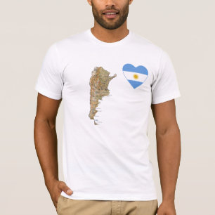 Argentinië Flag Heart en Map T-Shirt
