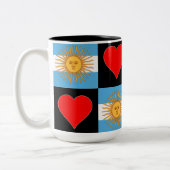 Argentinië Flag Heart Patriottic Argentine Tweekleurige Koffiemok (Links)