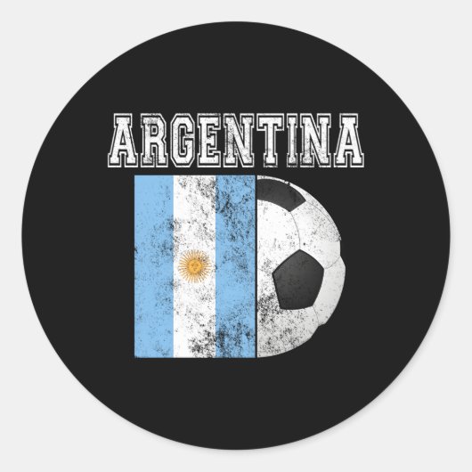 Argentinië Flag Voetbal Football Ronde Sticker (Voorkant)