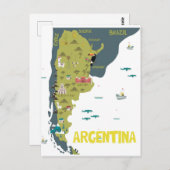 Argentinië geïllustreerde kaart (Voorkant / Achterkant)