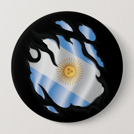 Argentinië gescheurde vlag ronde button 4,0 cm (Voorkant)
