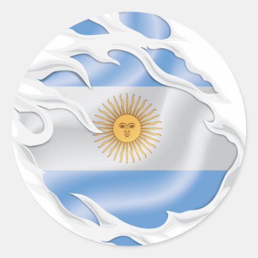 Argentinië gescheurde vlag ronde sticker (Voorkant)