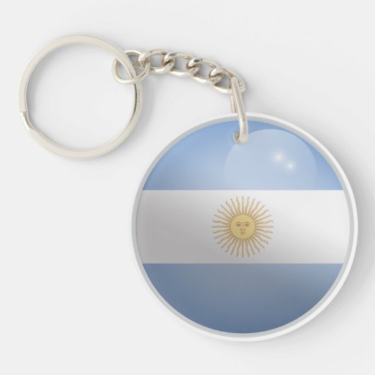 Argentinië Glossy Circle Flag Sleutelhanger (Voorkant)
