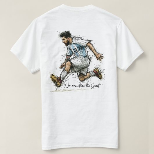 Argentinië GOAT 10 Voetbal Schets T-Shirt (Design achterkant)