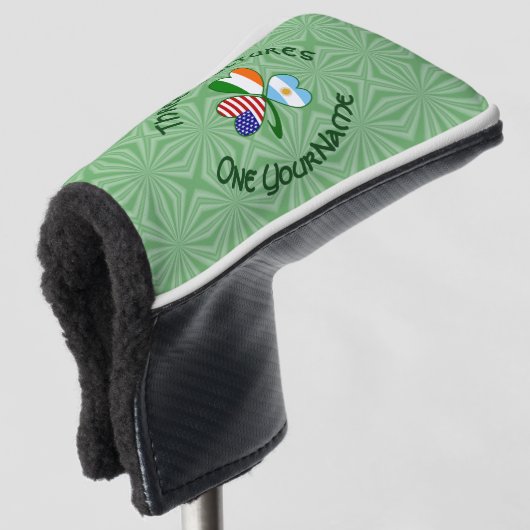Argentinië Ierland USA Shamrock Vlag Gepersonalise Golfheadcover (3/4 voorkant)