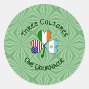 Argentinië Ierland VS Klaver Persoonlijke Vlag Ronde Sticker