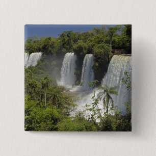 Argentinië, Iguacu-watervallen in de zon. Vierkante Button 5,1 Cm