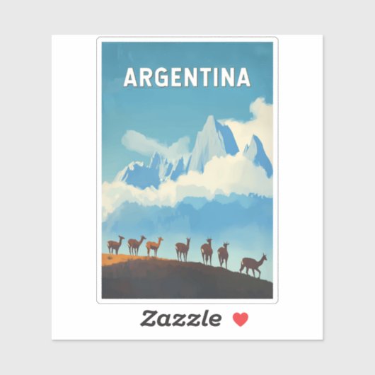 Argentinië Illustratie Reizen Art Vintage Sticker (Vel)