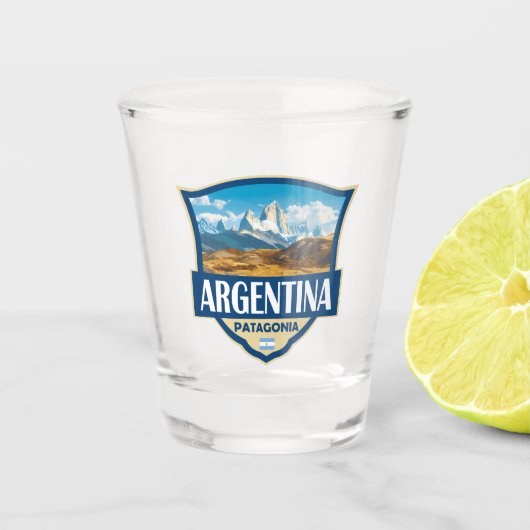 Argentinië Illustratie Retro Badge Shot Glas (Voorkant)
