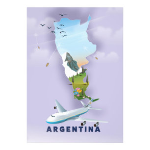 Argentinië Kaart Reisposter Foto Afdruk