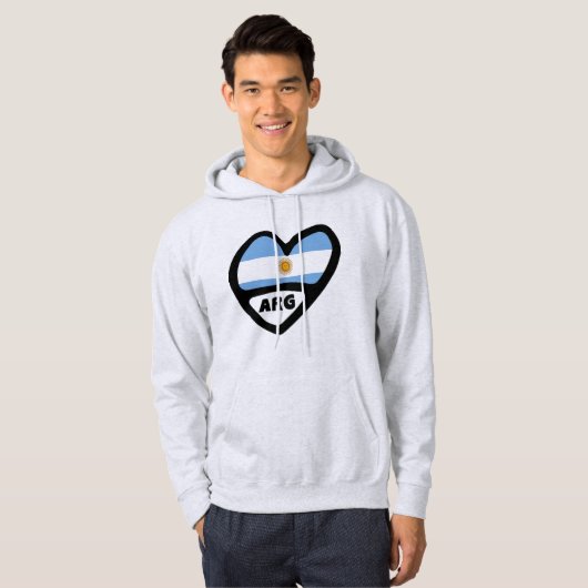 Argentinië Landcode Flag Heart ARG Hoodie (Voorkant volledig)