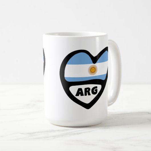Argentinië Landcode Flag Heart ARG Koffiemok (Voorkant rechts)
