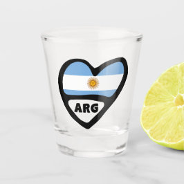 Argentinië Landcode Flag Heart ARG Shot Glas