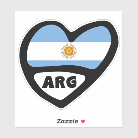 Argentinië Landcode Flag Heart ARG Sticker (Vel)