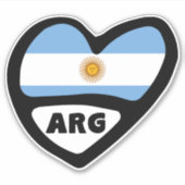 Argentinië Landcode Flag Heart ARG Sticker (Voorkant)