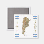 Argentinië Map + Flags Magnet (Voorkant / Achterkant)