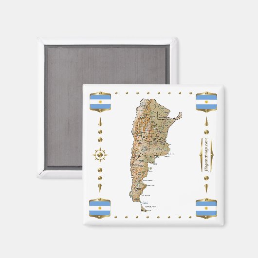 Argentinië Map + Flags Magnet