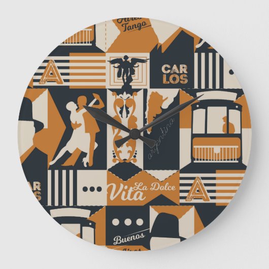 Argentinië: Naadloze etnische illustratie. Grote Klok (Voorkant)