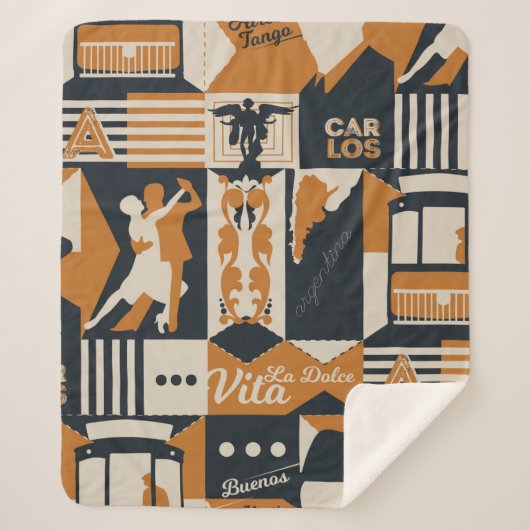 argentinië patroon naadloze ontwerpillustratie sherpa deken (Voorkant)