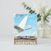 Argentinië "Per Lucht" vintage vluchtposter Briefkaart (Staand voorkant)