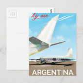 Argentinië "Per Lucht" vintage vluchtposter Briefkaart (Voorkant / Achterkant)