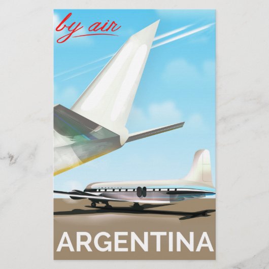 Argentinië "Per Lucht" vintage vluchtposter Briefpapier (Voorkant)